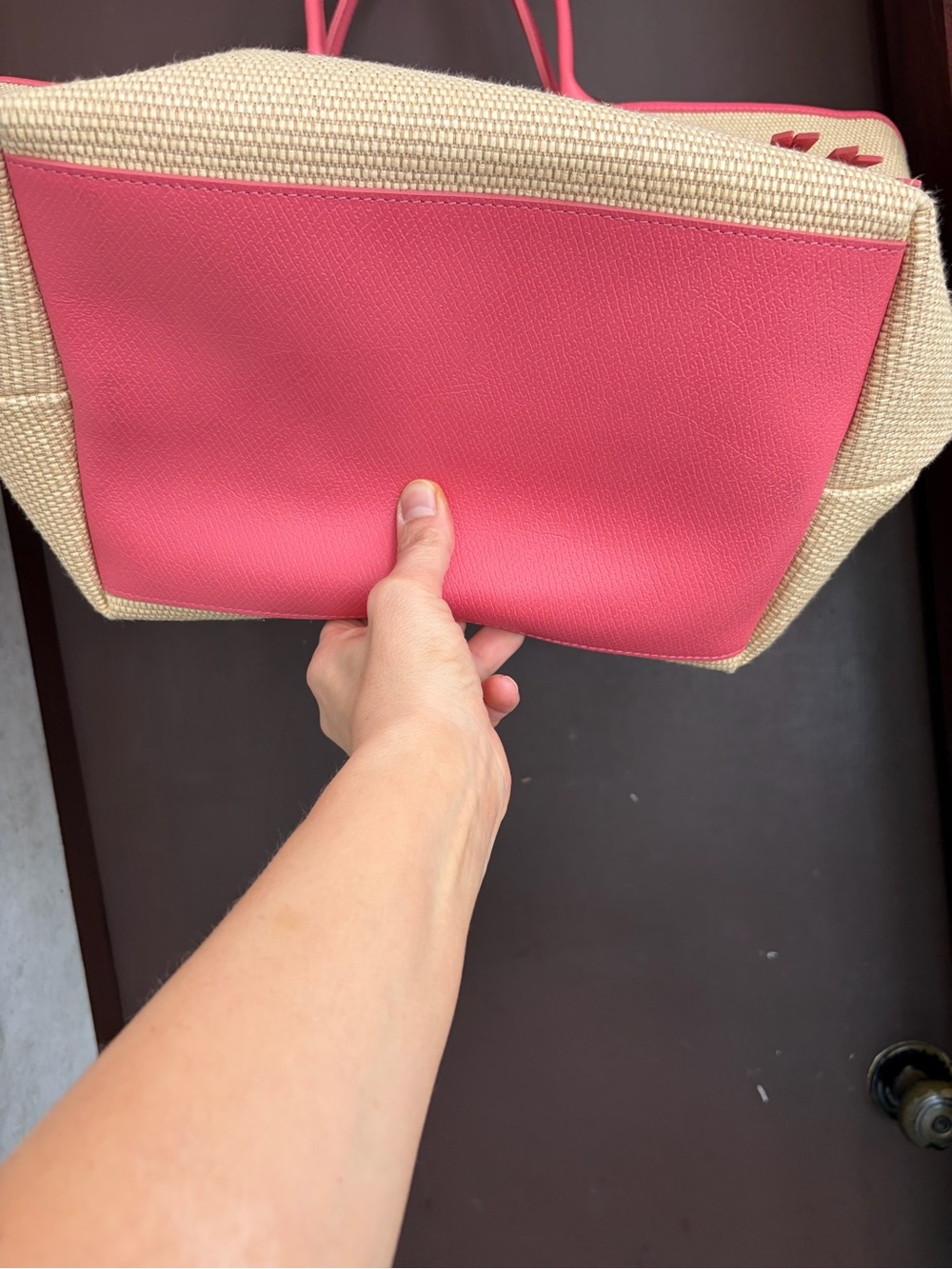 Longchamp Pliage basket large tote pink leather - Picture 9 of 9